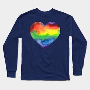 Rainbow Watercolor Heart Long Sleeve T-Shirt